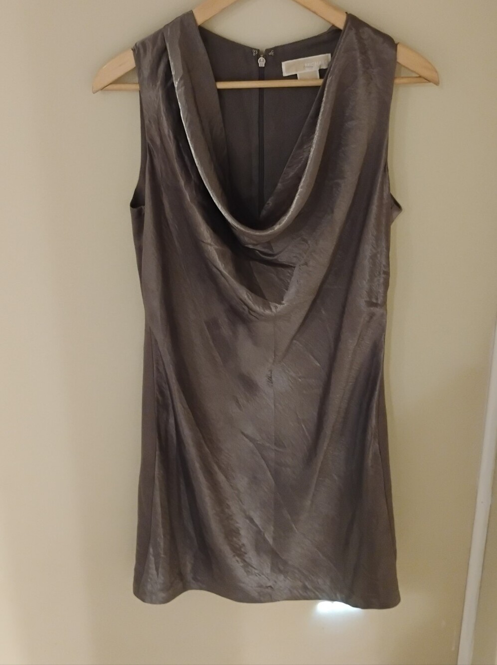 Michael Kors Womens Satin Cowl Neck Sleeveless Mini Dress